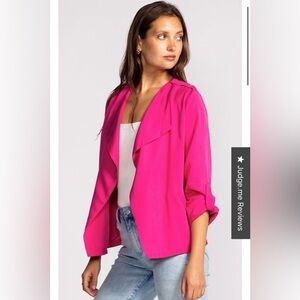 Pink Martini Melody Jacket blazer oversized hot pink tencel 3/4sleeves size XS